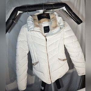 Zara Basic Cream Puffer Jacket For Women Sz S See Pictures For Measurements